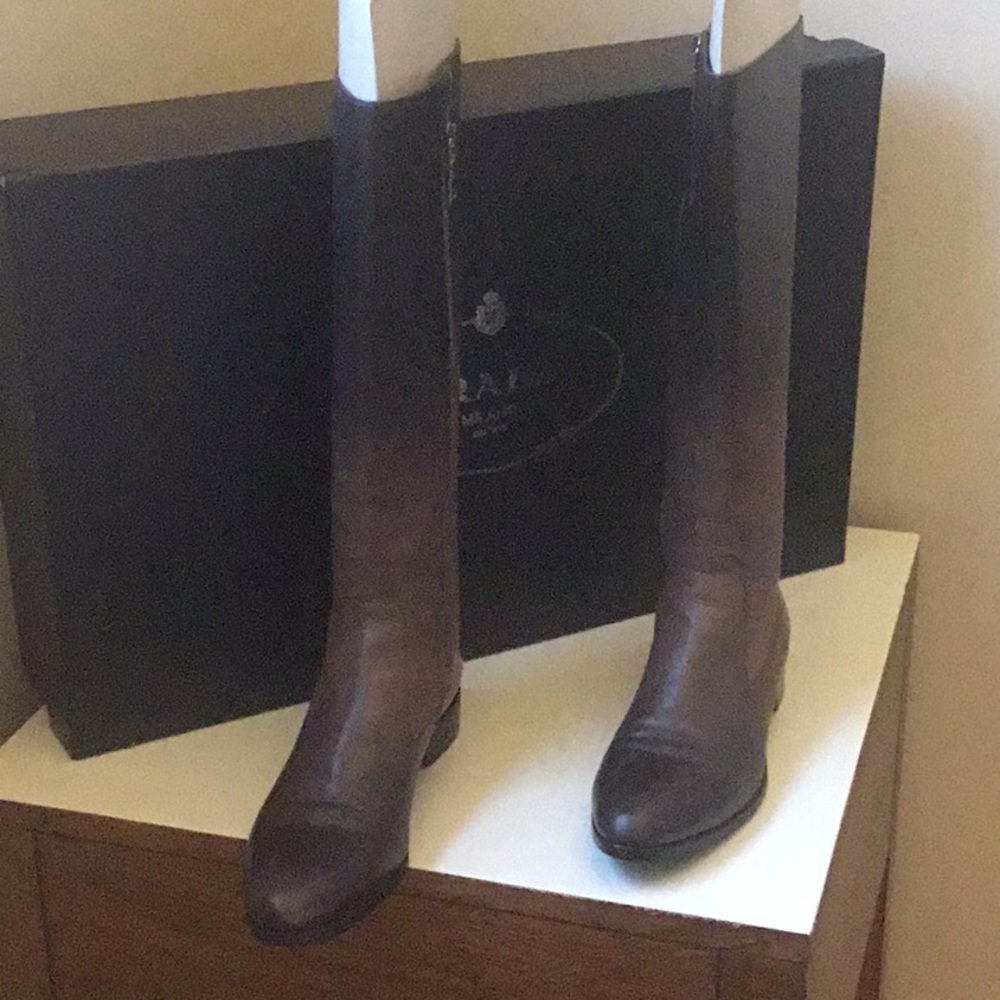 Prada Leather Ombré Degrade Gradient Knee High Riding Boot